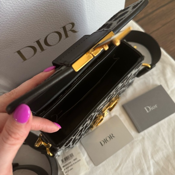 ❌SOLD❌DIOR 30 Montaigne Grey Mizza Pony Hair Calfskin Leather Box Bag - Picture 5 of 13